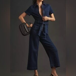The Colette Maeve Anthropologie $188 Denim Jeans‎ Jumpsuit Size 0 NO BELT